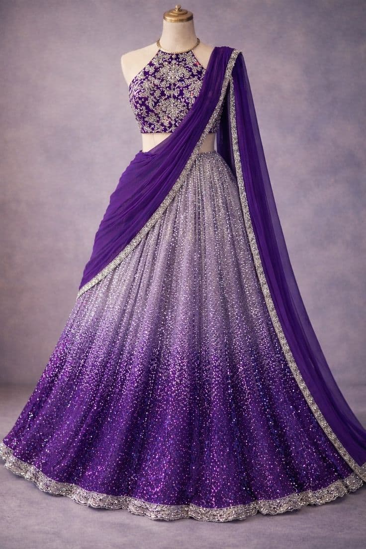 Royal Amethyst Drape Lehenga