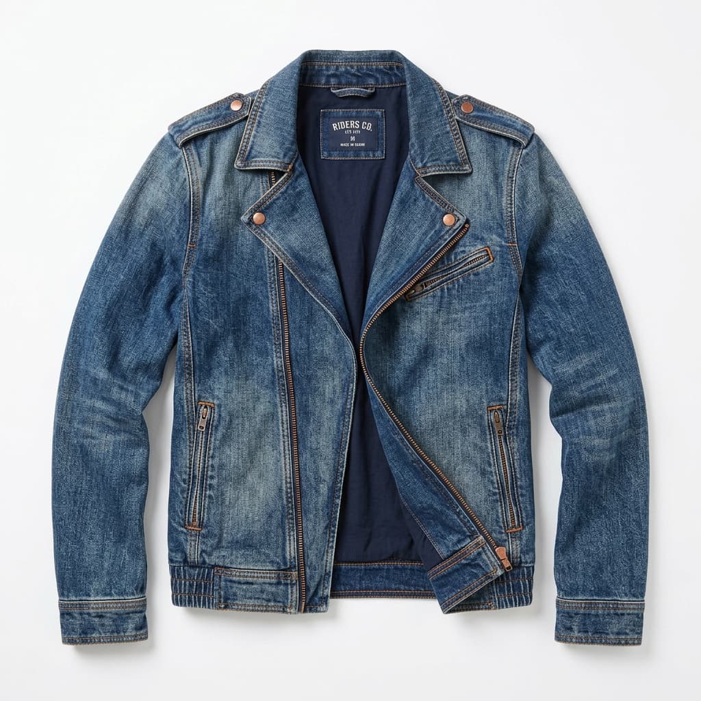 Washed Denim Biker