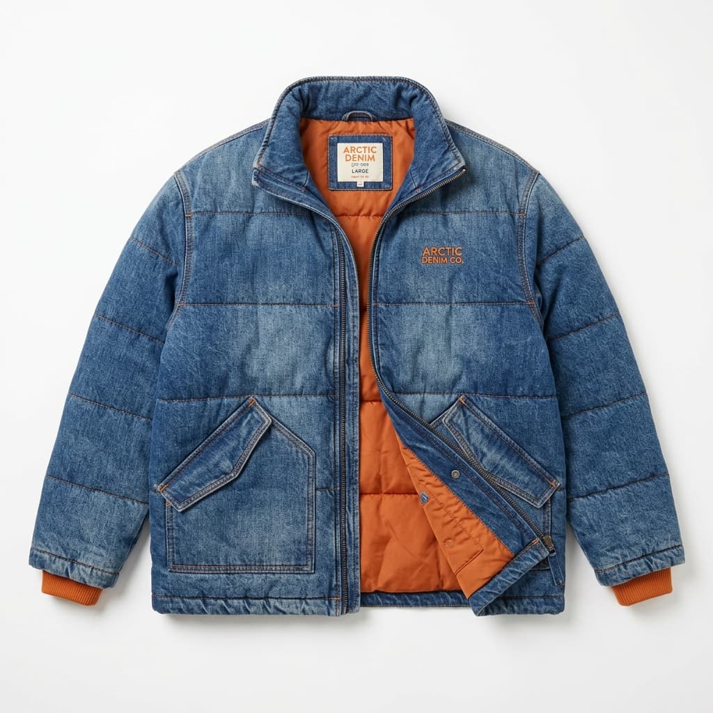 Washed Denim Puffer