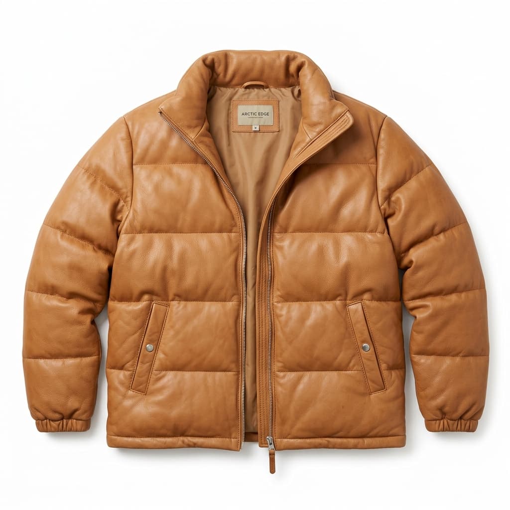 Tan Leather Puffer