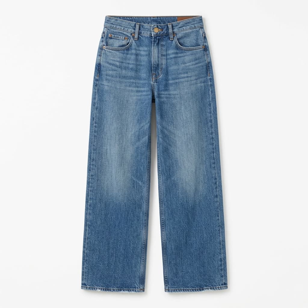 Mid-Blue Wide-Leg