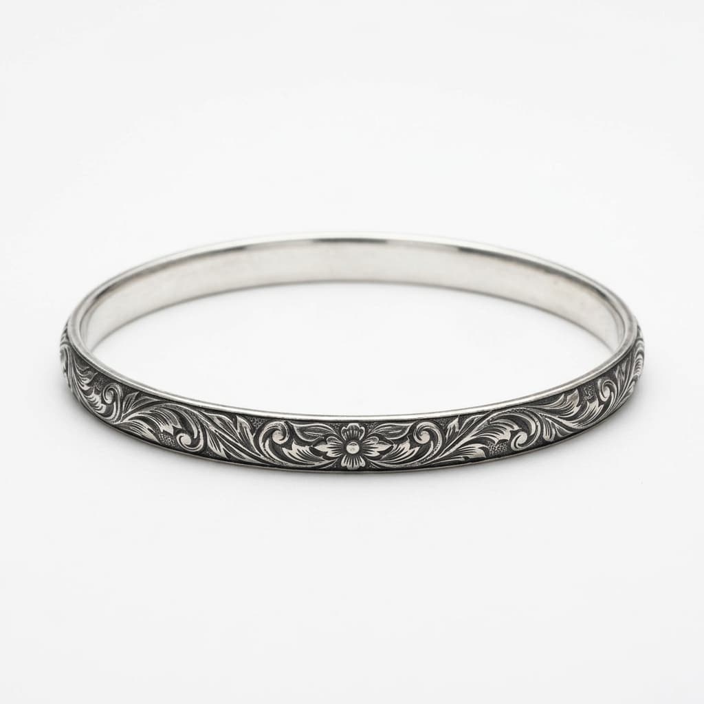Oxidised Silver Bangle