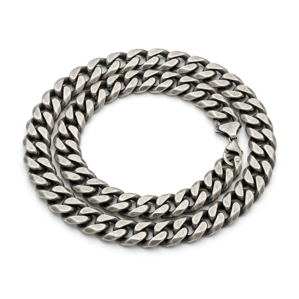 Oxidised Silver Cuban Chain