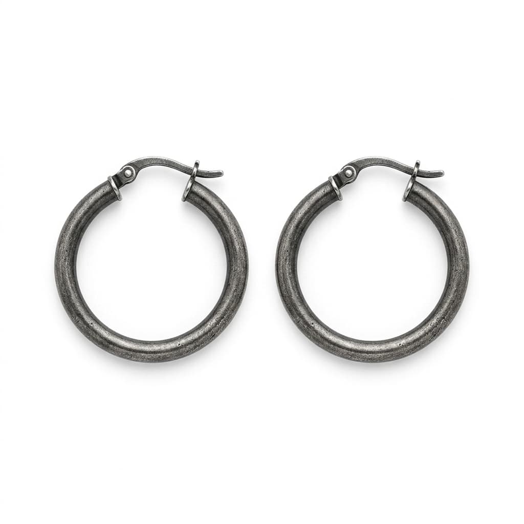 Oxidised Silver Hoops