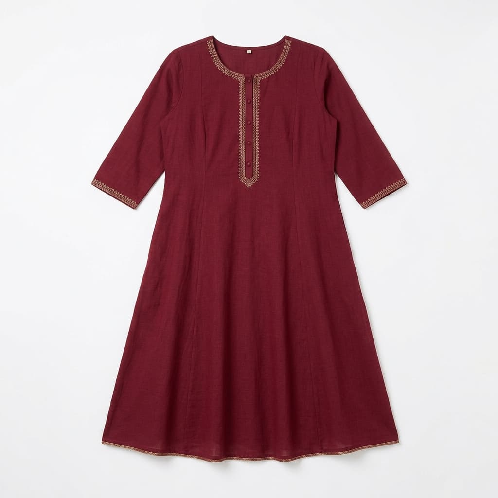 Maroon A-Line Kurti