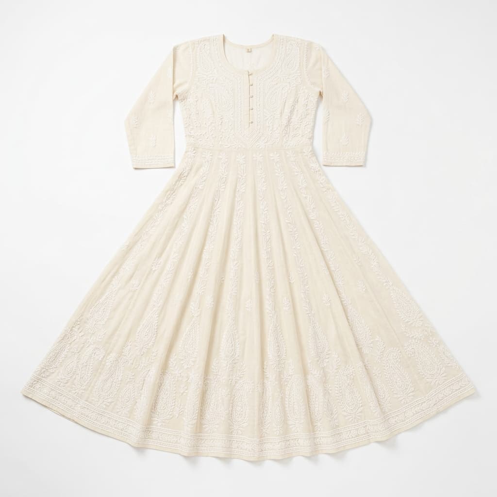 Ivory Chikankari Anarkali
