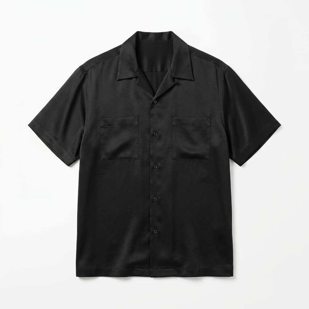 Noir Silk Camp Collar