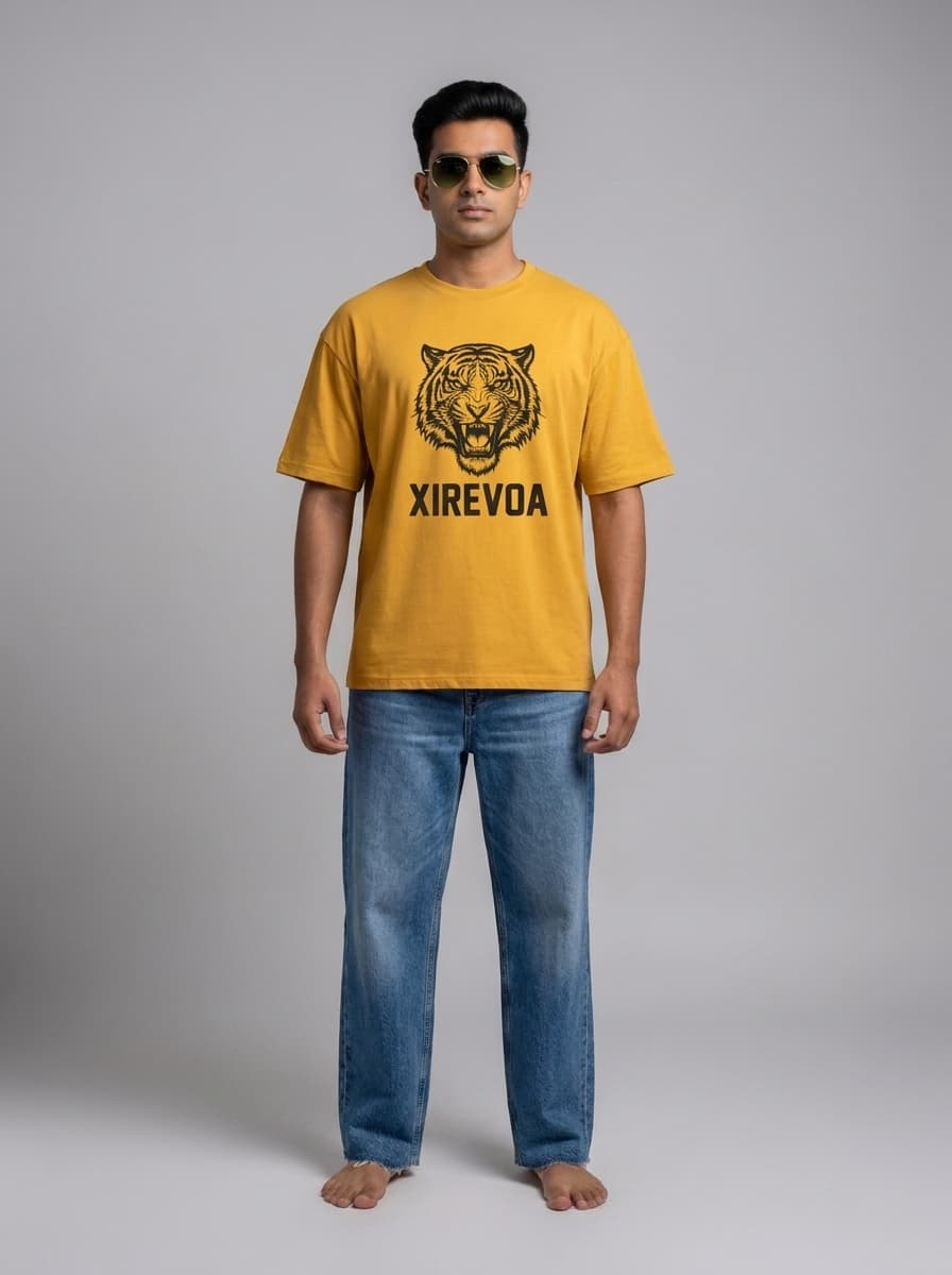 The same person wearing garments from the Xirevoa collection